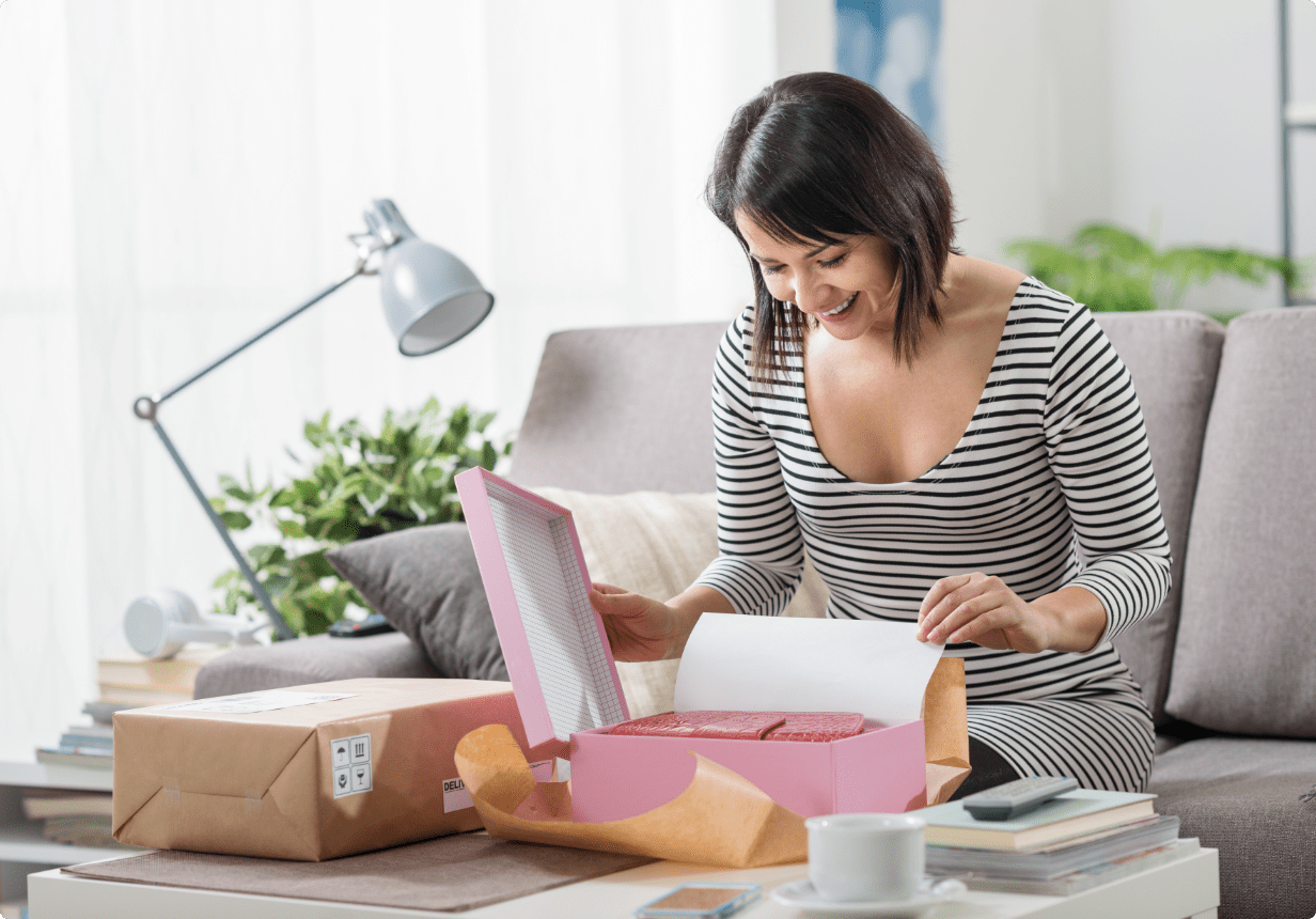 lady with box